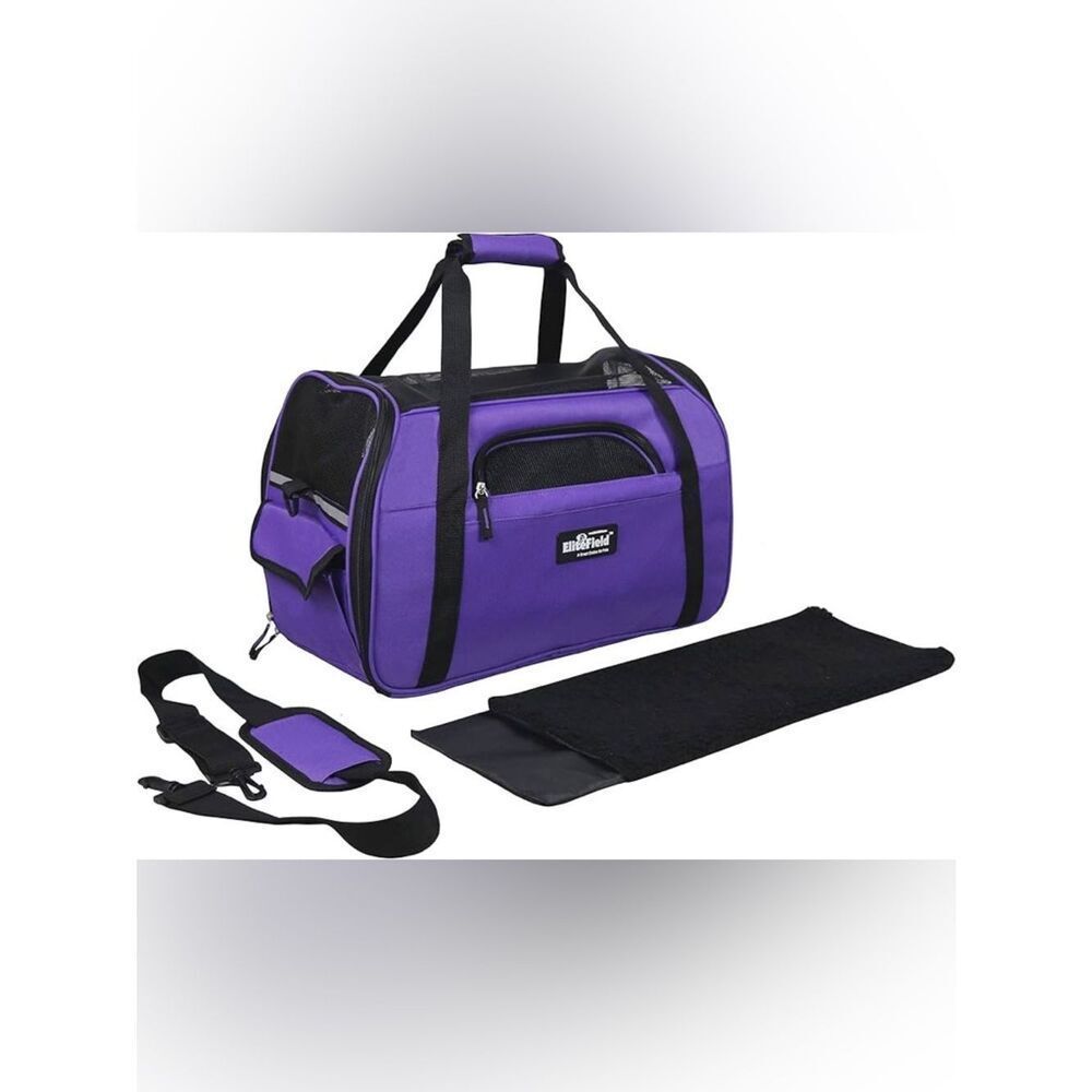 Elite Field Purple & Black Small Dog & Cat Carrier with Removable Pad & Mesh
